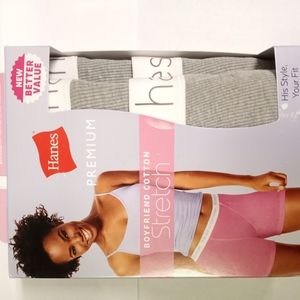 Hanes Premium Boyfriend Cotton Stretch Mid-Thigh 4 pairs extra large